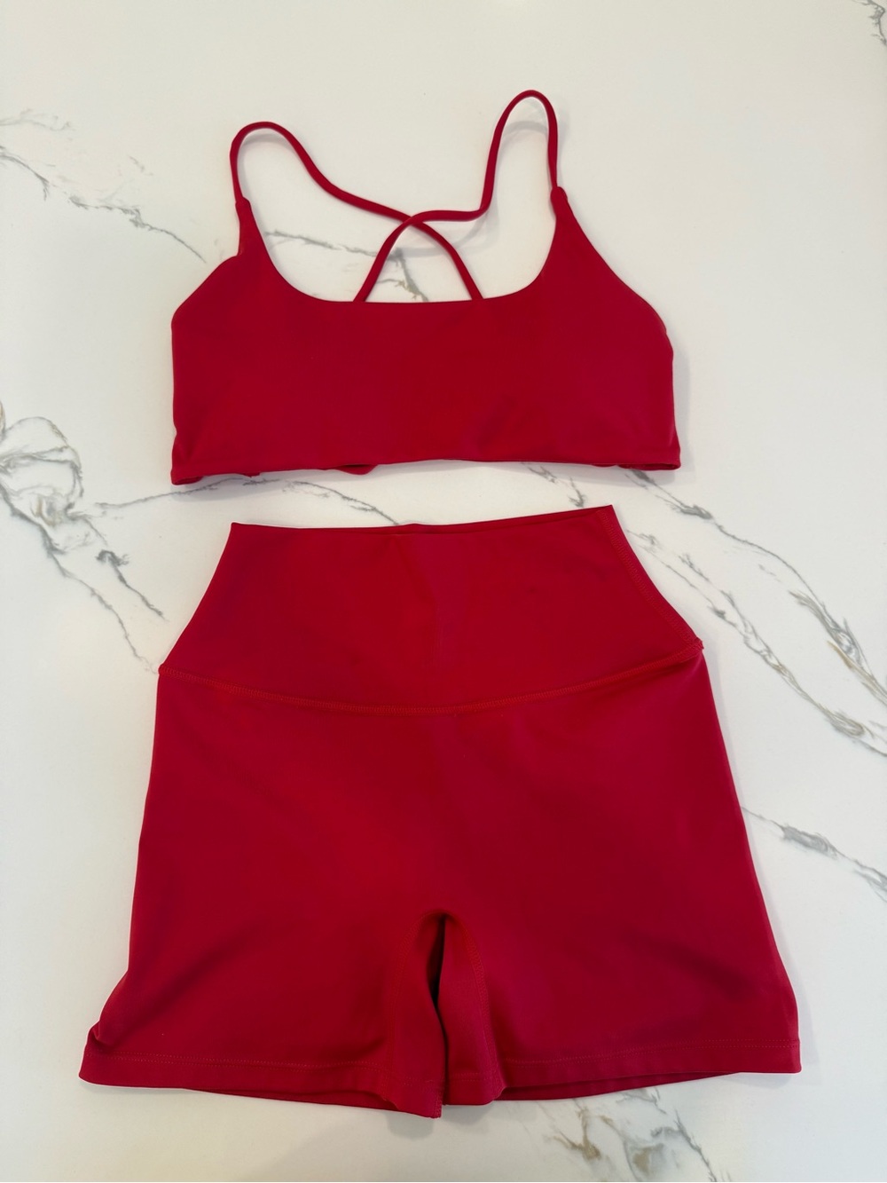Serenity Lexi Crop (Size XS) and Serenity Shorts 4in (Size S) in Chilli
